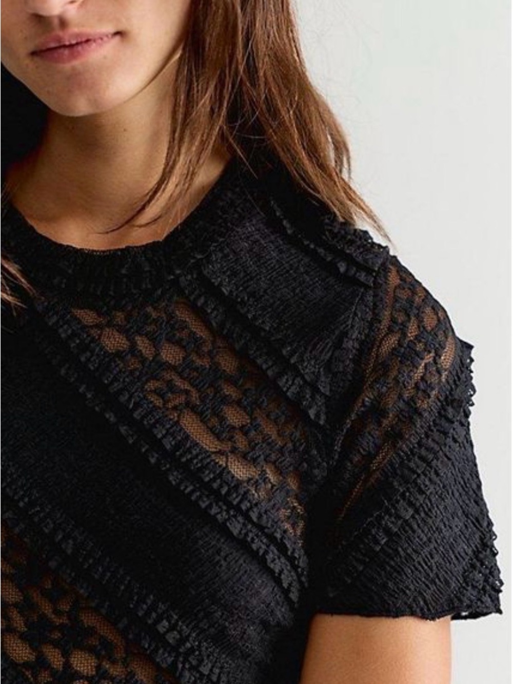 NWT Free People Solita Lace Top in Black Size M